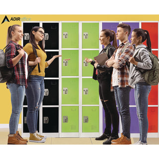 AdirOffice Steel Storage Locker, 4 Compartment, 12 x 12 x 72, Green (ALHI629204GRN)