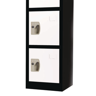 AdirOffice Steel Storage Locker, 6 Compartment, 12 x 12 x 72, Black Body/White Doors (ALHI629206BW)