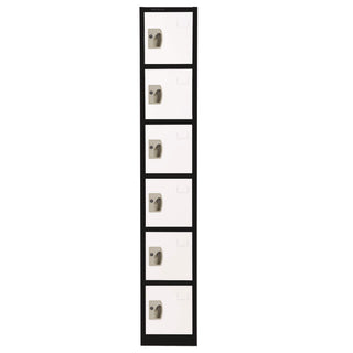 AdirOffice Steel Storage Locker, 6 Compartment, 12 x 12 x 72, Black Body/White Doors (ALHI629206BW)