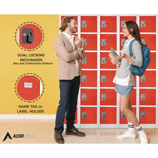 AdirOffice Steel Storage Locker, 6 Compartment, 12 x 12 x 72, Red (ALHI629206RED)
