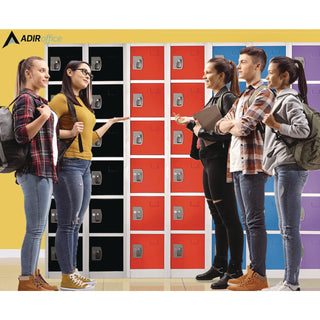 AdirOffice Steel Storage Locker, 6 Compartment, 12 x 12 x 72, Red (ALHI629206RED)