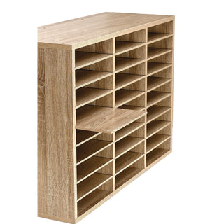 AdirOffice Wooden 27 Compartment Literature Organizer, 27 Sections, Letter Size, 31.49 x 11.81 x 21.65, Medium Oak (ALHIOF20101MEO)