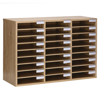 AdirOffice Wooden 27 Compartment Literature Organizer, 27 Sections, Letter Size, 31.49 x 11.81 x 21.65, Medium Oak (ALHIOF20101MEO)