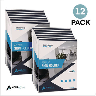AdirOffice Wall Mount Side-Loading Acrylic Sign Holders, 8 x 11, Clear Frame, 12/Pack (ALHI639851112WM)