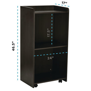 AdirOffice Wood Mobile Presentation Lectern Speaker Stand with Shelves, 22.44 x 16.53 x 45.98, Black (ALHI66107BLK)