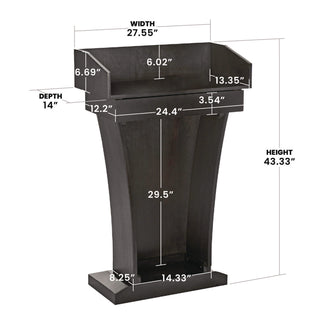 AdirOffice Wood Stand-Up Podium Lectern Speaker Stand with Drawer and Storage Area, 27.55 x 14 x 43.3, Black (ALHI661012BLK)