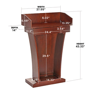 AdirOffice Wood Stand-Up Podium Lectern Speaker Stand with Drawer and Storage Area, 27.55 x 14 x 43.3, Cherry (ALHI661012CH)
