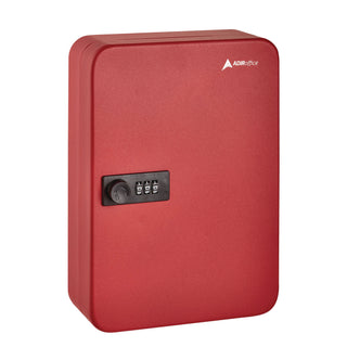 AdirOffice Steel Heavy-Duty Key Cabinet with Combination Lock, 48-Key, 7.1 x 3 x 10, Stainless Steel 304, Red (ALHI68248RED)