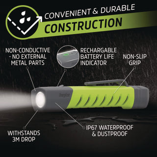 Energizer® Pro Series Inspection Light, Rechargeable Lithium Ion/2 AAA Batteries (Included), Gray/Green (EVEENYPHH22)