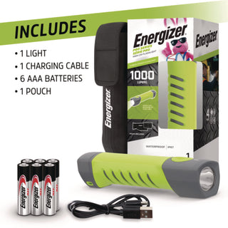 Energizer® Pro Series Handheld High CRI Flashlight, Rechargeable Lithium Ion/6 AAA Batteries Included, Gray/Green (EVEENYPHH62)