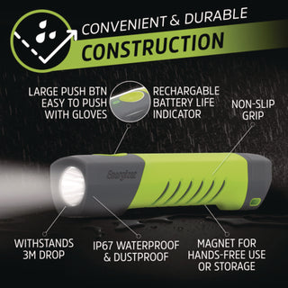 Energizer® Pro Series Handheld High CRI Flashlight, Rechargeable Lithium Ion/6 AAA Batteries Included, Gray/Green (EVEENYPHH62)