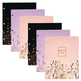 PUKKA PAD® Two-Pocket Portfolio Folder, 1" Capacity, 9.6 x 11.9, Assorted Floral, 6/Pack (PUK9108ROC)