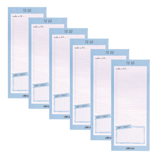 PUKKA PAD® Magnetic To Do List, Unruled, 60 Blue/White 3.5 x 8.5 Sheets, 6/Pack (PUK9176CD)