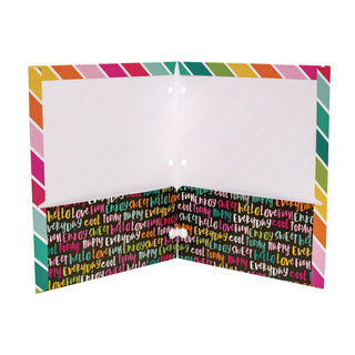 PUKKA PAD® Two-Pocket Portfolio Folder, 1" Capacity, 9.6 x 11.9, Brush Strokes/Llamas/Stripes, 6/Pack (PUK9097CD)