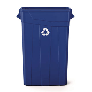 Suncast Commercial® 23 Gallon Resin Slim Recycling Trash Can, Plastic, Blue/White (SUATCNH2030BLR)