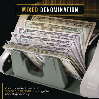 Kolibri KBR-500 Mixed Denomination Bill Counter, 1,200 Bills/Min, 9.2" x 14.3" x 13", Light Gray/Black (KIBKBR500)