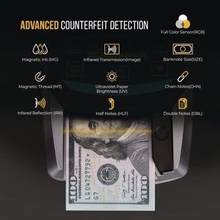 Kolibri KCD-2000 Counterfeit Detector, IR Detector; Magnetic Strip Detection; UV Light, U.S. Currency, 5 x 6 x 5, Black/Gray (KIBKCD2000)