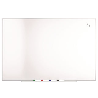 TRU RED™ Magnetic Steel Dry Erase Board, 48" x 72", White Surface, Gray/Natural Aluminum Frame (TUDTR61177)