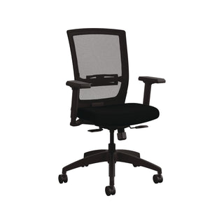 Allsteel® Quip Ergonomic Mesh Back Swivel Task Chair, Supports Up to 300 lb, Black Seat, Carbon Back, Black Base (ASZSTNOBLK)