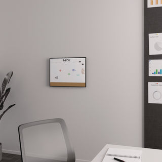 TRU RED™ Magnetic Steel Dry Erase Combo Board, Monthly Planning/Scheduling, 23" x 17", White/Natural Surface, Black Aluminum Frame (TUDTR61193)