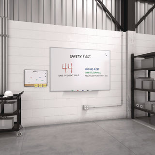 TRU RED™ Magnetic Steel Dry Erase Board, 48" x 72", White Surface, Gray/Natural Aluminum Frame (TUDTR61177)