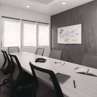 TRU RED™ Magnetic Porcelain Dry Erase Board, 60" x 36", White Surface, Gray/Natural Aluminum Frame (TUDTR61186)