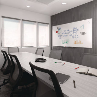 TRU RED™ Magnetic Porcelain Dry Erase Board, 96" x 48", White Surface, Gray/Natural Aluminum Frame (TUDTR61188)