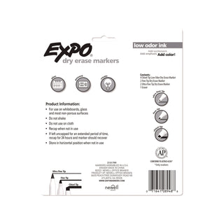 EXPO® Low-Odor Dry Erase Marker Set, Assorted Tip Types, Assorted Colors (SAN1930717)
