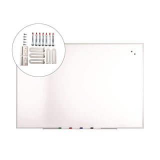 TRU RED™ Magnetic Steel Dry Erase Board, 48" x 72", White Surface, Gray/Natural Aluminum Frame (TUDTR61177)