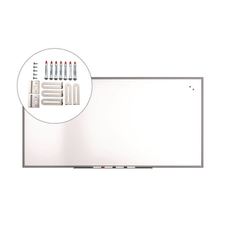 TRU RED™ Magnetic Porcelain Dry Erase Board, 96" x 48", White Surface, Gray/Natural Aluminum Frame (TUDTR61188)