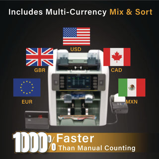 Kolibri Signature Mixed Denomination Counter, 1,200 Bills/min, 10.5 x 11.7 x 10.5, Light Gray (KIBSIGNATURE)