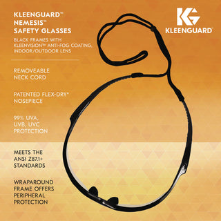 KleenGuard™ Nemesis Safety Glasses, Black Frame, Indoor/Outdoor Lens (ANS25685)