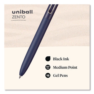 uniball® Zento Gel Pen, Retractable, Medium 0.7 mm, Black Ink, Coastal/Fog/Ivory/Lavender Barrel Colors, Dozen (UBC70663)