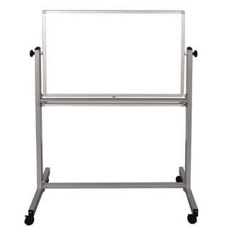Luxor Mobile Magnetic Whiteboard, 36" x 24", White Surface, Silver Aluminum Frame (LXOMB3624WW)