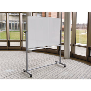 Luxor Mobile Magnetic Whiteboard, 60" x 40", White Surface, Silver Aluminum Frame (LXOMB6040WW)