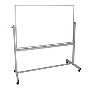 Luxor Mobile Magnetic Whiteboard, 60" x 40", White Surface, Silver Aluminum Frame (LXOMB6040WW)