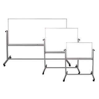 Luxor Mobile Magnetic Whiteboard, 60" x 40", White Surface, Silver Aluminum Frame (LXOMB6040WW)