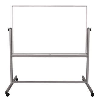 Luxor Mobile Magnetic Whiteboard, 60" x 40", White Surface, Silver Aluminum Frame (LXOMB6040WW)