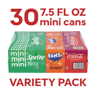 Coca-Cola® Mini Cans Variety Pack, Assorted Flavors, 7.5 oz Can, 30/Carton (GRR22002379)