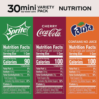 Coca-Cola® Mini Cans Variety Pack, Assorted Flavors, 7.5 oz Can, 30/Carton (GRR22002379)