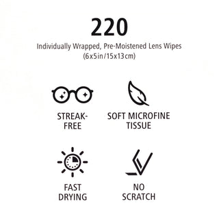 ZEISS Lens Wipes, 6 x 5, 220/Carton (GRR22002393)