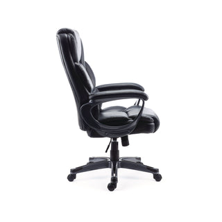 Alera® Kirkdale Bonded Leather Manager Chair, Supports Up to 275 lb, 16.18 to 22.76 Seat Height, Black Seat/Back, Black Base (ALEKD4519)