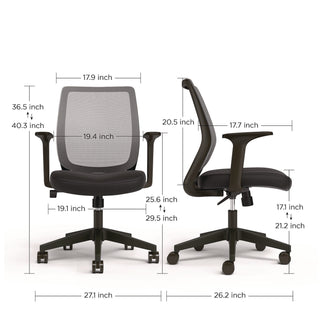 Alera® Wessex Ergonomic Fabric Mesh Swivel Task Chair, Supports Up to 275 lbs, 17.09 to 20.83 Seat Height, Black Seat/Back/Base (ALEWX42BME17)