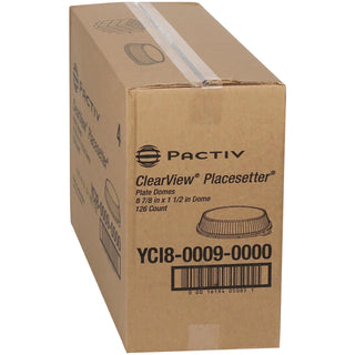 Pactiv Evergreen ClearView Dome-Style Lid with Tabs, 8.75" Diameter x 0.8" h, Clear, Plastic, 126/Carton (PCTYCI800090000)