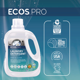 ECOS® PRO Laundry Detergent Liquid, Free and Clear, 170 oz Jug, 2/Carton (EOPPL937102CT)