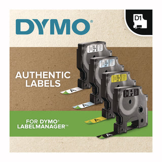 DYMO® D1 Standard Labels, 0.50" x 23 ft, Black Print on Clear Tape (DYM45110)