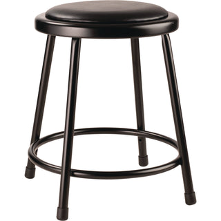 NPS® 6400 Series Fixed Height Heavy Duty Vinyl Padded Steel Stool, Backless, Supports 500 lb, 18" Seat Height, Black Seat/Base (NPS641810)