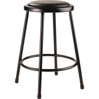NPS® 6400 Series Fixed Height Heavy Duty Vinyl Padded Steel Stool, Backless, Supports 500 lb, 24" Seat Height, Black Seat/Base (NPS642410)