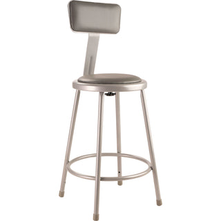 NPS® 6400 Series Heavy Duty Vinyl Padded Steel Stool With Backrest, Supports Up to 500 lbs, 24" Seat Height, Gray Seat, Gray Base (NPS6424B)