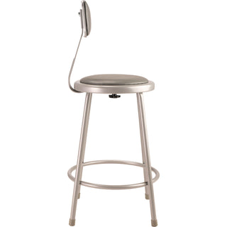 NPS® 6400 Series Heavy Duty Vinyl Padded Steel Stool With Backrest, Supports Up to 500 lbs, 24" Seat Height, Gray Seat, Gray Base (NPS6424B)